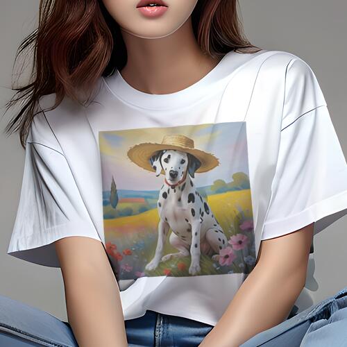 ダルメシアン Tシャツ 犬愛 ユニークデザインレディース 犬ファン 半袖 春夏 プリント 大人カジュアル ..