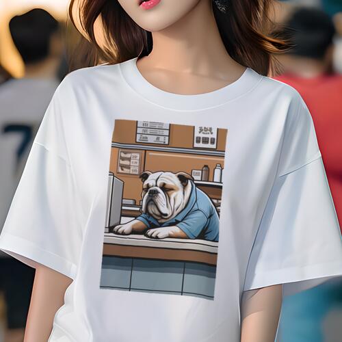 ブルドッグ Tシャツ 犬愛 ユニークデザインレディース 犬ファン 半袖 春夏 プリント 大人カジュアル か..