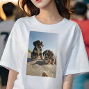 バーニーズマウンテンドッグ Tシャツ 犬愛 ユニークデザインレディース 犬ファン 半袖 春夏 プリント 大人カジュアル かわいい 人間用 ギフト 個性的 猛暑対策 ビーチ バーニーズマウンテンドッグ 砂 アイスクリーム