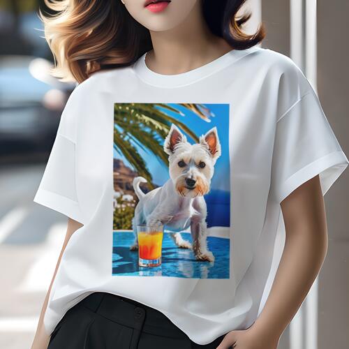 ウェストハイランドホワイトテリア Tシャツ 犬愛 ユニークデザインレディース 犬ファン 半袖 春夏 プリ..