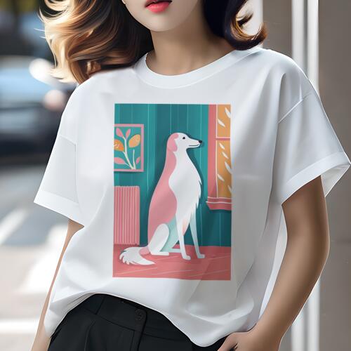 ボルゾイ Tシャツ 犬愛 ユニークデザインレディース 犬ファン 半袖 春夏 プリント 大人カジュアル かわ..