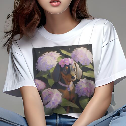 ダックスフンド Tシャツ 犬愛 ユニークデザインレディース 犬ファン 半袖 春夏 プリント 大人カジュア..