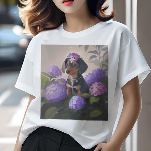 ダックスフンド Tシャツ 犬愛 ユニークデザインレディース 犬ファン 半袖 春夏 プリント 大人カジュア..