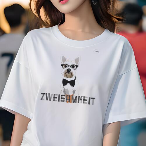 ウエストハイランドホワイトテリア Tシャツ 犬愛 ユニークデザインレディース 犬ファン 半袖 春夏 プリント 大人カジュアル かわいい 人間用 ギフト 個性的 猛暑対策 メガネ ウエストハイランドホワイトテリア 蝶ネクタイ