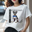 ミニチュアシュナウザー Tシャツ 犬愛 ユニークデザインレディース 犬ファン 半袖 春夏 プリント 大人カジュアル かわいい 人間用 ギフト 個性的 猛暑対策 メガネ ミニチュアシュナウザー 蝶ネクタイ