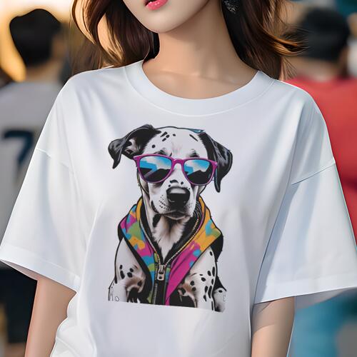ダルメシアン Tシャツ 犬愛 ユニークデザインレディース 犬ファン 半袖 春夏 プリント 大人カジュアル ..