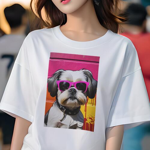 シーズー Tシャツ 犬愛 ユニークデザインレディース 犬ファン 半袖 春夏 プリント 大人カジュアル かわ..