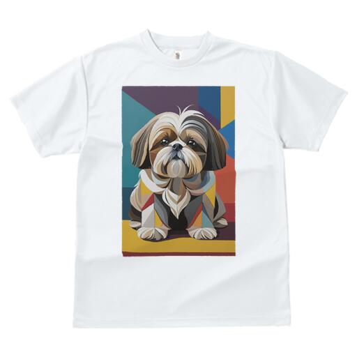 シーズー Tシャツ 犬愛 ユニークデザインメンズ キッズ 犬ファン 半袖 春夏 プリント 大人カジュアル かわいい 人間用 ギフト 個性的 猛暑対策 幾何学模様 シーズー アート