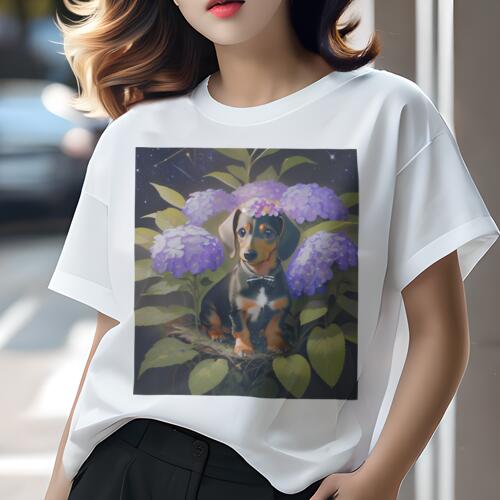 ダックスフンド Tシャツ 犬愛 ユニークデザインレディース 犬ファン 半袖 春夏 プリント 大人カジュア..