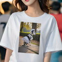ダルメシアン Tシャツ 犬愛 ユニークデザインレディース 犬ファン 半袖 春夏 プリント 大人カジュアル かわいい 人間用 ギフト 個性的 猛暑対策 コック帽 ダルメシアン エプロン 犬服 公園