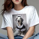 ダルメシアン Tシャツ 犬愛 ユニークデザインレディース 犬ファン 半袖 春夏 プリント 大人カジュアル かわいい 人間用 ギフト 個性的 猛暑対策 メイド服 ダルメシアン フリル