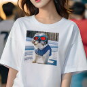 シーズー Tシャツ 犬愛 ユニークデザインレディース 犬ファン 半袖 春夏 プリント 大人カジュアル かわいい 人間用 ギフト 個性的 猛暑対策 雪 シーズー ゴーグル ジャケット