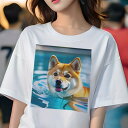 柴犬 Tシャツ 犬愛 ユニークデザインレディース 犬ファン 半袖 春夏 プリント 大人カジュアル かわいい 人間用 ギフト 個性的 猛暑対策 水 柴犬 プール