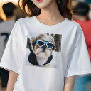 シーズー Tシャツ 犬愛 ユニークデザインレディース 犬ファン 半袖 春夏 プリント 大人カジュアル かわいい 人間用 ギフト 個性的 猛暑対策 サングラス シーズー スキーウェア 雪