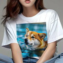 柴犬 Tシャツ 犬愛 ユニークデザインレディース 犬ファン 半袖 春夏 プリント 大人カジュアル かわいい 人間用 ギフト 個性的 猛暑対策 水 柴犬 プール