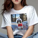 シーズー Tシャツ 犬愛 ユニークデザインレディース 犬ファン 半袖 春夏 プリント 大人カジュアル かわいい 人間用 ギフト 個性的 猛暑対策 雪 シーズー 冬 スキーウェア スキー