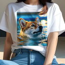 柴犬 Tシャツ 犬愛 ユニークデザインレディース 犬ファン 半袖 春夏 プリント 大人カジュアル かわいい 人間用 ギフト 個性的 猛暑対策 水 柴犬 プール