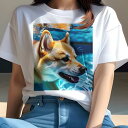 柴犬 Tシャツ 犬愛 ユニークデザインレディース 犬ファン 半袖 春夏 プリント 大人カジュアル かわいい 人間用 ギフト 個性的 猛暑対策 水 柴犬 水中