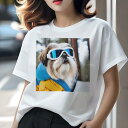 シーズー Tシャツ 犬愛 ユニークデザインレディース 犬ファン 半袖 春夏 プリント 大人カジュアル かわいい 人間用 ギフト 個性的 猛暑対策 スキーゴーグル シーズー 冬 雪 アウトドア