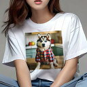 シベリアンハスキー Tシャツ 犬愛 ユニークデザインレディース 犬ファン 半袖 春夏 プリント 大人カジュアル かわいい 人間用 ギフト 個性的 猛暑対策 シベリアンハスキー