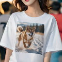 柴犬 Tシャツ 犬愛 ユニークデザインレディース 犬ファン 半袖 春夏 プリント 大人カジュアル かわいい 人間用 ギフト 個性的 猛暑対策 雪 柴犬 冬 アウトドア 自然