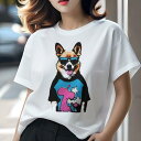 コーギー Tシャツ 犬愛 ユニークデザインレディース 犬ファン 半袖 春夏 プリント 大人カジュアル かわいい 人間用 ギフト 個性的 猛暑対策 サングラス コ...