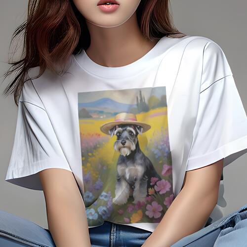 ミニチュアシュナウザー Tシャツ 犬愛 ユニークデザインレディース 犬ファン 半袖 春夏 プリント 大人..