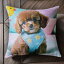 アヒルのぬいぐるみ トイプードル クッション 青いハーネス クッションカバー 犬柄 45×45cm アニマル柄..