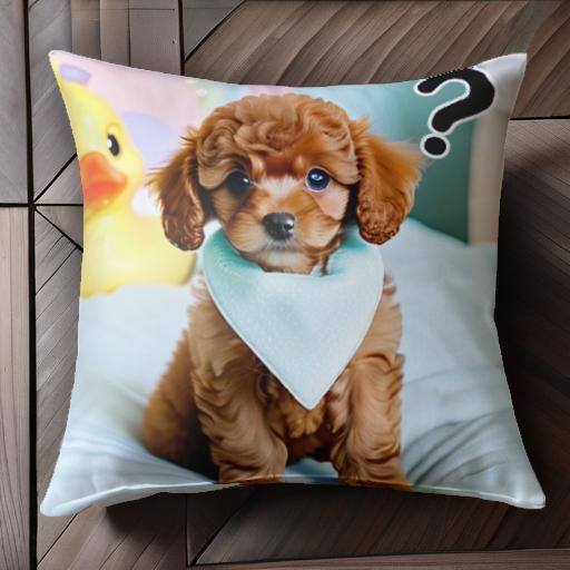 アヒル人形 プードル クエスチョンマーク ぬいぐるみ クッションカバー 犬柄 45×45cm アニマル柄 おし..