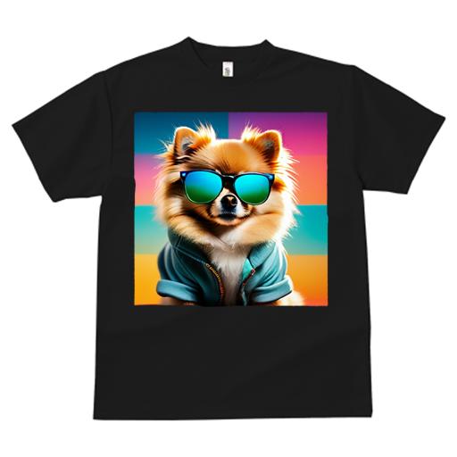 樂天商城 - Tシャツ メンズ キッズ 犬ファン 半袖 春夏 プリント カジュアル かわいい 人間用 フィットネス マッチョ サングラス ポメラニアン カラフルな背景 ジャケット