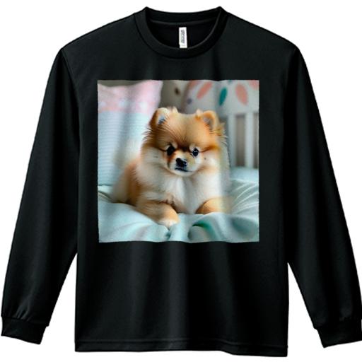 ベビーベッド ポメラニアン パステルカラーの布団 枕 デザインウォール 長袖Tシャツ 人間用 メンズ 秋..