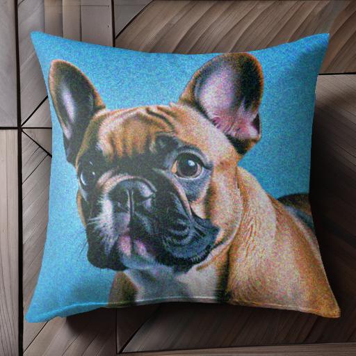 青い背景 フレンチブルドッグ クッションカバー 45×45cm アニマル柄 おしゃれ 可愛い クッション本体付き 正方形 犬ファン