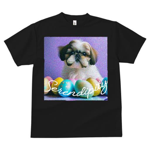 Tシャツ レディース 犬ファン 半袖 春夏 犬柄 プリント カジュアル かわいい 人間用 フィットネス ダンス イースターエッグ シーズー カラフル セレンディピティ