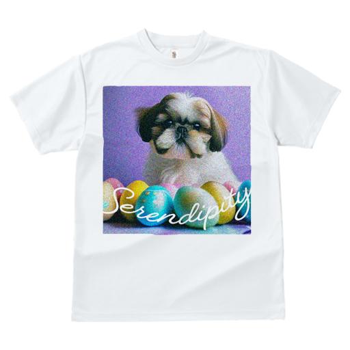 Tシャツ レディース 犬ファン 半袖 春夏 犬柄 プリント カジュアル かわいい 人間用 フィットネス ダンス イースターエッグ シーズー カラフル セレンディピティ