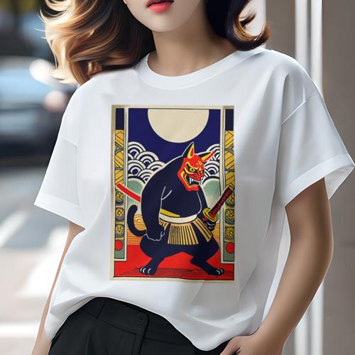 Tシャツ 和風 和柄 男気 和モダン 日本画風 浮世絵風 ヤンキー アウトローレディース 半袖 春夏 プリント カジュアル ジャパニーズ 人間用 かっこいい 猫 侍 鬼 月 波 Tシャツ 和風 和柄 男気 和モダン 日本画風 浮世絵風 ヤンキー アウトローレディース 半袖 春夏 プリント カジュアル ジャパニーズ 人間用 かっこいい 猫 侍 鬼 月 波