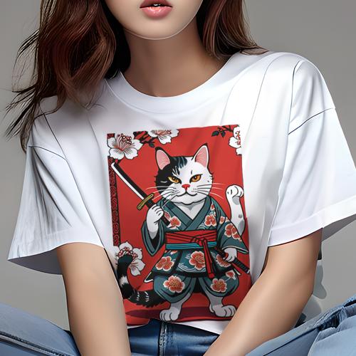 Tシャツ 和風 和柄 男気 和モダン 日本画風 浮世絵風 ヤンキー アウトローレディース 半袖 春夏 プリント カジュアル ジャパニーズ 人間用 かっこいい 猫 侍 着物 日本刀 招き猫 Tシャツ 和風 和柄 男気 和モダン 日本画風 浮世絵風 ヤンキー アウトローレディース 半袖 春夏 プリント カジュアル ジャパニーズ 人間用 かっこいい 猫 侍 着物 日本刀 招き猫