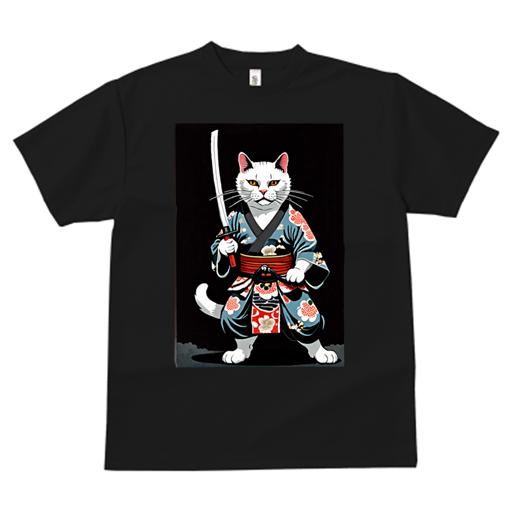 Tシャツ 和風 和柄 男気 和モダン 日本画風 浮世絵風 ヤンキー アウトローメンズ キッズ 半袖 春夏 プリント カジュアル ジャパニーズ 人間用 かっこいい 侍 猫 武士道 日本刀 着物