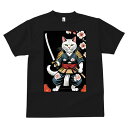 Tシャツ 和風 和柄 男気 和モダン 日本画風 浮世絵風 ヤンキー アウトローメンズ キッズ 半袖 春夏 プリント カジュアル ジャパニーズ 人間用 かっこいい 侍 猫 桜 武士道 日本刀(4)