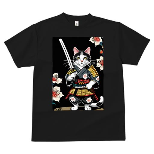 Tシャツ 和風 和柄 男気 和モダン 日本画風 浮世絵風 ヤンキー アウトローレディース 半袖 春夏 プリント カジュアル ジャパニーズ 人間用 かっこいい 猫 侍 武士道 日本刀 花柄