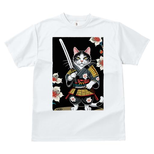 Tシャツ 和風 和柄 男気 和モダン 日本画風 浮世絵風 ヤンキー アウトローレディース 半袖 春夏 プリント カジュアル ジャパニーズ 人間用 かっこいい 猫 侍 武士道 日本刀 花柄