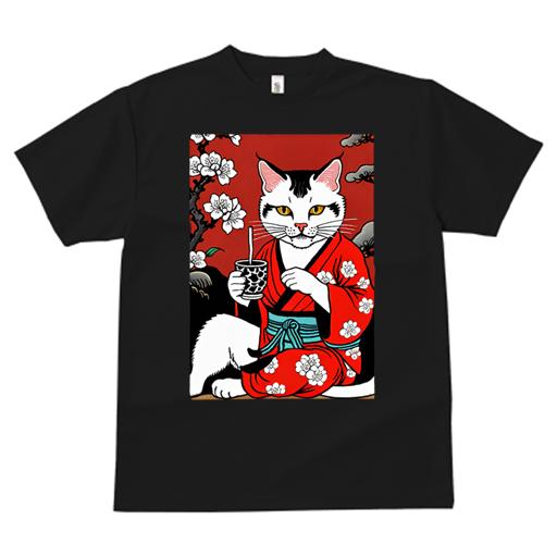 Tシャツ 和風 和柄 男気 和モダン 日本画風 浮世絵風 ヤンキー アウトローレディース 半袖 春夏 プリント カジュアル ジャパニーズ 人間用 かっこいい 着物 花柄 日本