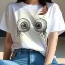 Tシャツ 臓器 人体 解剖図 ギフト ユニークデザイン レディース 半袖 春夏 プリント 大人カジュアル 猛暑対策 人間用 目玉 眼球 ホラー グロテスク 解剖学
