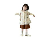 カーディガン キッズ 女の子 かわいい ベビー タッセル 刺繍 フード付き セーター 前開き ニット おしゃれ 花 もこもこ 暖かい ベージュ ブラウン ミルキー