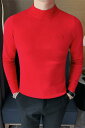 セーター メンズ 厚手 ハイネック 黒 白 赤 冬 韓国 スリム 無地 刺繍 ワイポイント ニット 暖かい カジュアル シンプル 無地 長袖 大きいサイズ