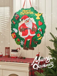 クリスマス 飾り 壁 窓 リース 玄関 吊り下げ ドア デコレーション ペンダント 自宅用 サンタ インテリア ディスプレイ かわいい フェルト 大きめ