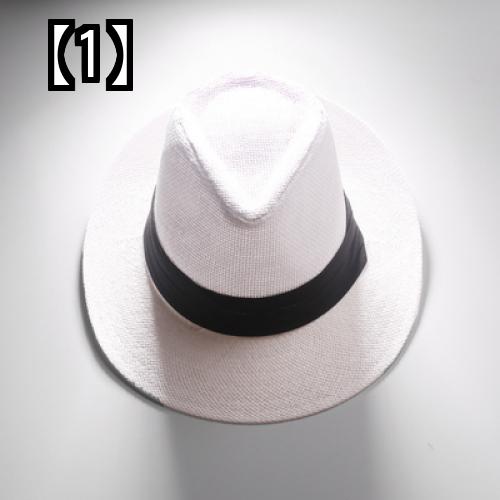 2021年夏の新作 パナマハット 麦わら帽子 ジャズ帽子 流行 小さなシルクハット 英国のレトロな帽子 サンシェード帽子 日焼け止め 紳士帽子女性 韓国ファッション