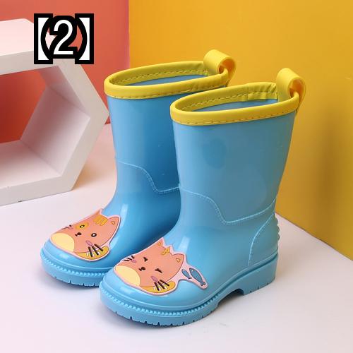 長靴 キッズ レインブーツ恐竜 ネコ シューズ 滑り止め ラバー 子供 女の子 男の子　かわいい