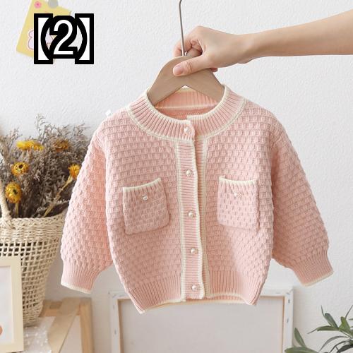 子ども 女の子 ニット カーディガン ジャケット パーティ かわいい 秋冬 ガールズ セーター パール キッズ ベビー