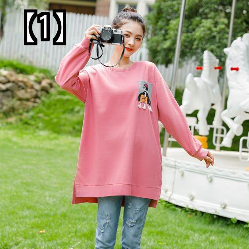 マタニティウェア トレーナー チュニック レギンス 上下セット かわいい おしゃれ 妊婦 秋 ブルー ピンク