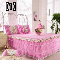 ベッドカバー 冬 セット フリル 姫 ベッドスカート 寝具 レース 無地 花柄 ピンク 赤 紫 綿 キルティング おしゃれ